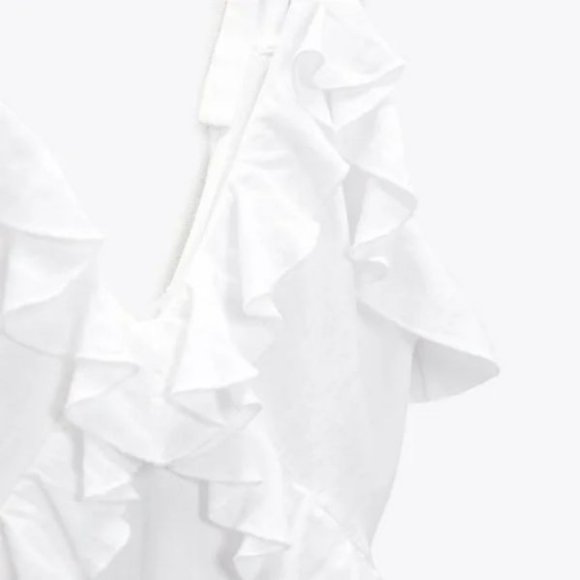 ZARA RUFFLED LINEN BLEND DRESS - Picture 5 of 6